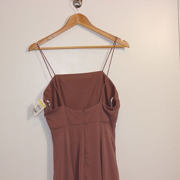 NEW Lovely Elliott Square Neck Chiffon Maxi Dress with Front Slit Women Size 6 - Picture 9 of 12